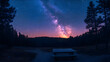 © Augusto - Étoiles brillantes illuminant un site de camping tranquille en forêt pendant une soirée magique