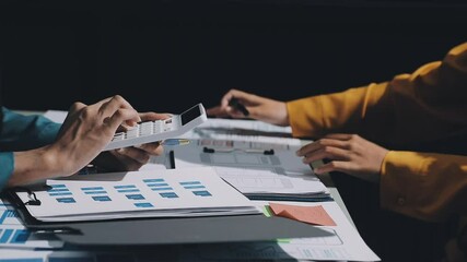 UX developer and ui designer brainstorming about mobile app interface wireframe design with customer breif and color code. business working