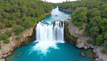 Canvas Print -  Epic Waterfall in a Natural Wonderland