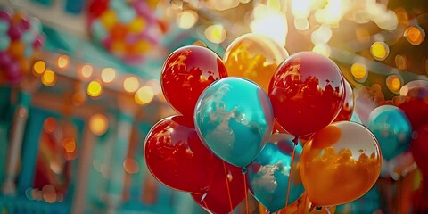 Wall Mural - colorful balloons at funfair event.