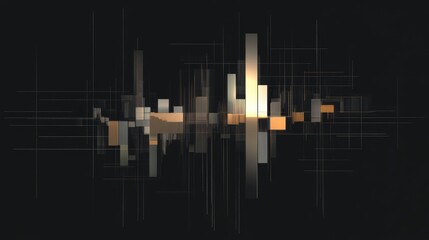 Fototapete - Abstract Geometric Design with Vertical Bars and Light Effects