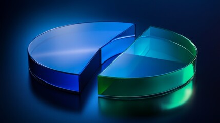 Poster - Glowing Transparent Pie Chart Segments on Blue Gradient Background