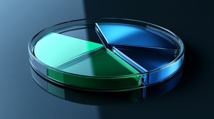 Poster - Colorful pie chart segments in glass on a dark reflective surface