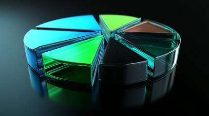 Aufkleber - Colorful Abstract Arrangement of Geometric Glass Shapes on Black