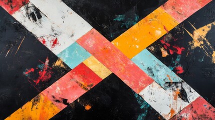 Poster - Abstract Colorful Geometric Pattern Against Textured Dark Background