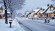 © Vic - Cozy winter evening in a snow-covered neighborhood with glowing houses and peaceful streets