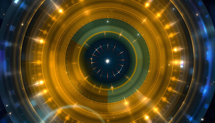 Wall Mural - Abstract background Divergent circles from center. Exodus of circles from central point. Holy magic sparkle. Concentric circles one in another isolated with white highlights, png