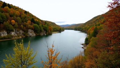 Wall Mural -  Tranquil autumn river in the mountains