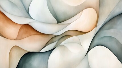 Leinwandbilder - Abstract Swirling Waves in Soft Earth Tones and Subtle Hues