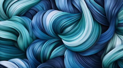 Poster - Intricate Flowing Waves of Blue and Green Abstract Textures