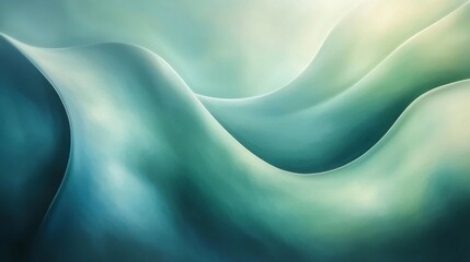 Fototapete - Abstract Fluid Waves in Soft Teal and Aqua Tones for Serenity