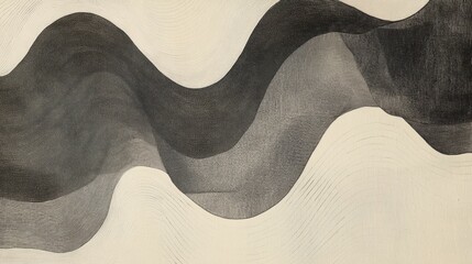 Leinwandbilder - Abstract Black and White Wavy Patterns with Textured Lines