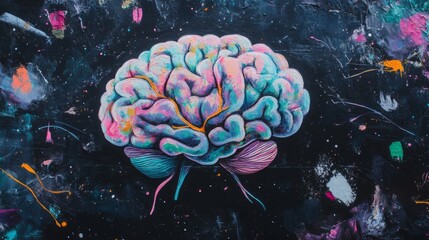 Aufkleber - Vibrant Artistic Representation of a Colorful Abstract Brain Design