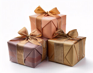 Wall Mural - A stack of three beautifully wrapped presents with colorful ribbons