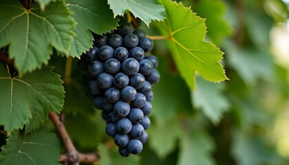 Wall Mural -  Bountiful harvest  A cluster of ripe dark blue grapes ready for picking