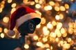 © ChaoticMind - A security camera adorned with a festive Santa hat, surrounded by beautiful bokeh lights, conveying a blend of holiday cheer and modern technology.
