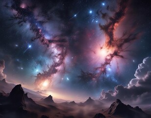 Wall Mural - Stunning galaxy with bright stars and nebula clouds, Stars, Galaxy, Universe