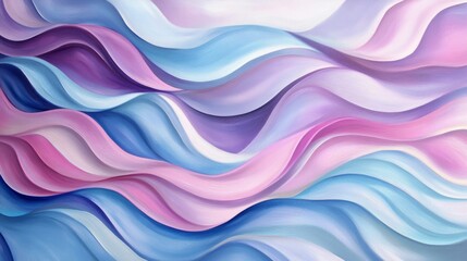 Poster - Abstract Waves of Blue and Pink Flowing Patterns on Canvas