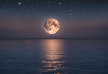 purple moonlight over the ocean creating magical ambiance