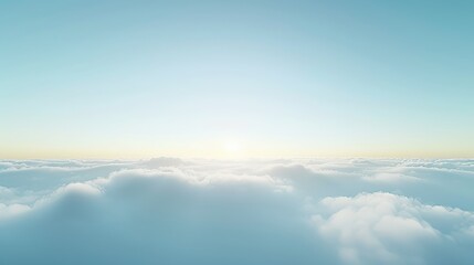 Wall Mural - Serene sunrise above soft, fluffy clouds
