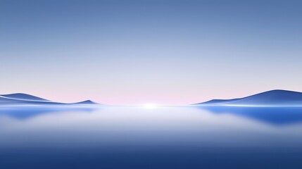 Wall Mural - Serene horizon at dawn with tranquil water.