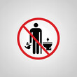 © Adi - Red circle with diagonal slash through a pictogram of a person with a cane and a toilet, prohibiting urination outside designated areas.