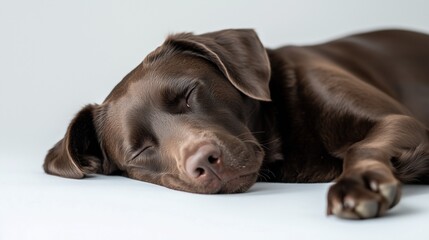 Wall Mural - photo of lovely labrador dog on white background