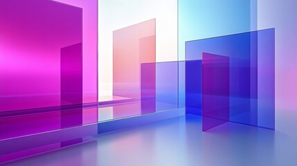 Leinwandbilder - Abstract Geometric Background with Translucent Shapes in Purple Blue Pink Gradient