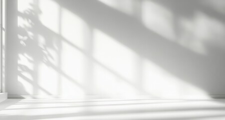 Leinwandbilder - Minimalist light gray background with soft shadows on white wall for product showcase