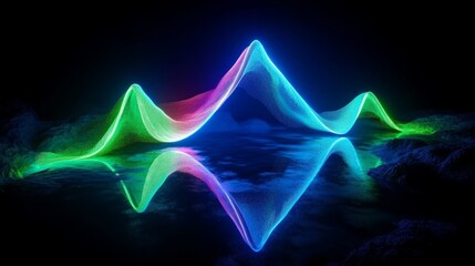 Poster - Neon Spiral Line Abstract 3D Render Geometric Background Minimalist Wallpaper
