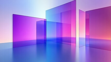 Leinwandbilder - Abstract Digital Art Geometric Background Translucent Shapes Gradient Purple Blue Pink