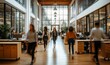 © Wilden - Busy Modern Office Life: Blurred Motion of People Working in a Bright, Open-Plan Office for Corporate Culture Promotion, Human Resources, Office Culture Introduction, Collaboration Tools