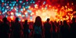 © zhuan - Vibrant Festival Crowd at Night with Colorful Fireworks and Joyful Expressions