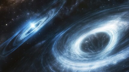 Wall Mural - Cosmic Dance: A Black Hole and Accretion Disk in a Stunning Celestial Ballet