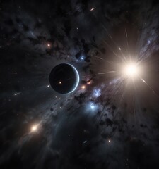 Wall Mural - A breathtaking view of the stars shining brightly in the darkness of space, celestial bodies, astronomy