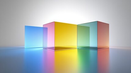 Leinwandbilder - Colorful Gradient Transparent Cubes Minimalist Digital Art Modern Wallpaper Abstract Design