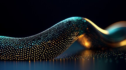 Canvas Print - abstract glowing particle wave, dark background.