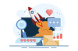 © FAHMI - Startup business concept, new business launch, Startup business email, Social media, SEO analysis. Easy startup strategies, creative projects to start a business. Vector illustration.