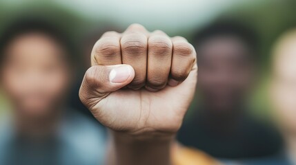 Unity Strength Teamwork Close up of a Fist with Blurred People in Background