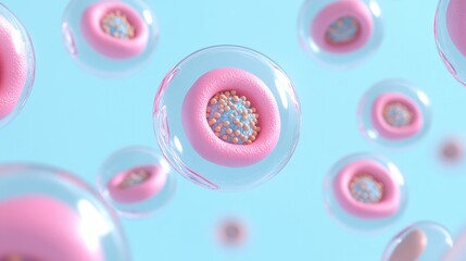 Poster - Cell division process laboratory scientific animation digital art close-up biology concept