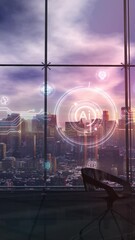Wall Mural - office and infographics about artificial intelligence. 3d render