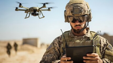 Leinwandbilder - Diy drone operator controls armed drone via t-standard in remote location a comprehensive guide to modern warfare technology