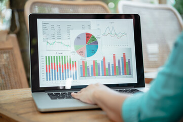 accounting and financial software concept. business spreadsheet on computer screen for training and 