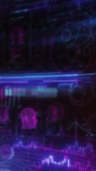 Wall Mural - movement of infographic data in digital space.