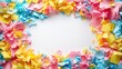 © Rashedul - A playful frame of colorful sticky notes torn paper on white background