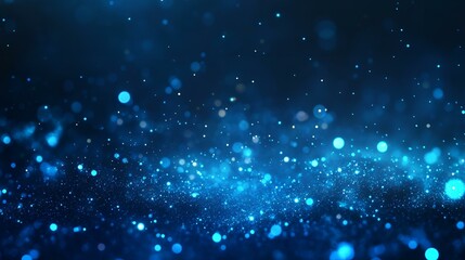 Wall Mural - Blue gradient background with glowing blue light, grainy noise texture on a dark backdrop, ideal for a sleek banner or header design
