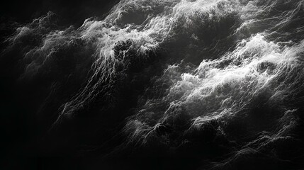 captivating abstract illustration featuring swirling midnight waves in deep black tones, evoking eth
