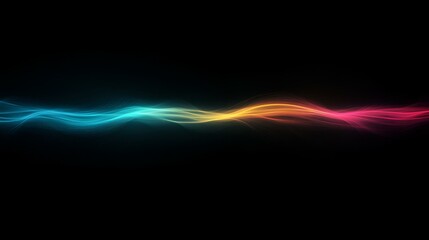 Wall Mural - Grainy gradient background with glowing blue, pink, and yellow color waves on a dark black backdrop, featuring a subtle noise texture for depth