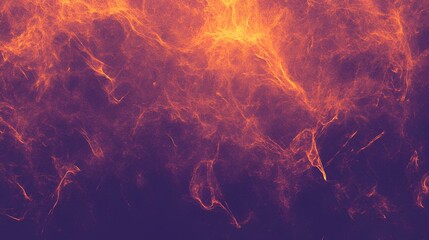 Wall Mural - Grainy noise texture with glowing orange and yellow abstract gradient shapes on a dark purple backdrop, perfect for a banner or poster cover design