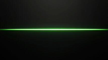 Elegant minimalist green beam glowing horizontally on black background, exuding sleek modern aesthetics